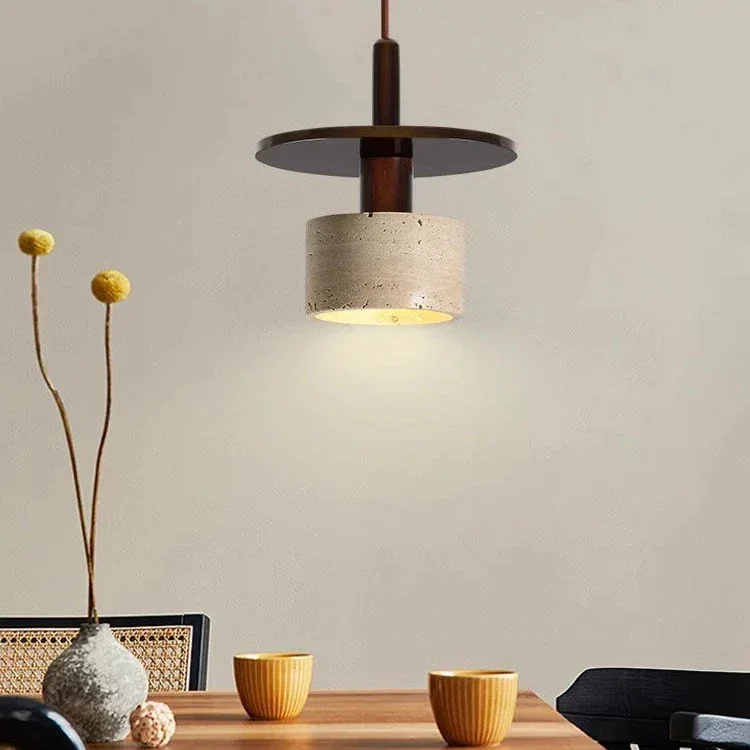 Modern Pendant Light Travertine Stone Hanging Light Living Room Restaurant Bar Café Pendant Lamp Cave Stone Decorative Droplight