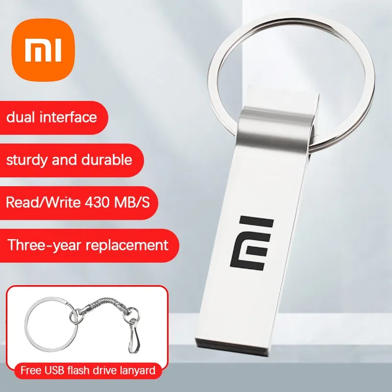 Xiaomi Metal 2TB Usb Flash Drives High Speed Pendrive 1TB 512GB Usb Pen Drive Portable SSD Memoria Usb Flash Disk TYPE-C Adapter