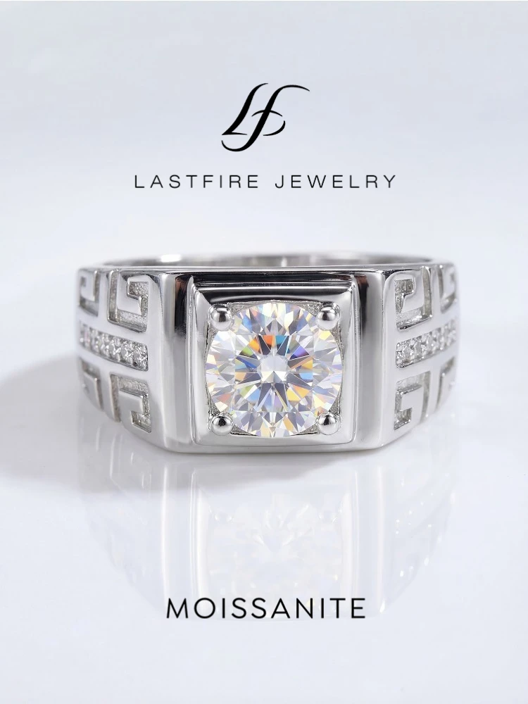 Real 1CT Flower Pattern Certified Moissanite Diamond Wedding Rings For Men Real 925 Sterling Silver Top Quality Designed Jewelry