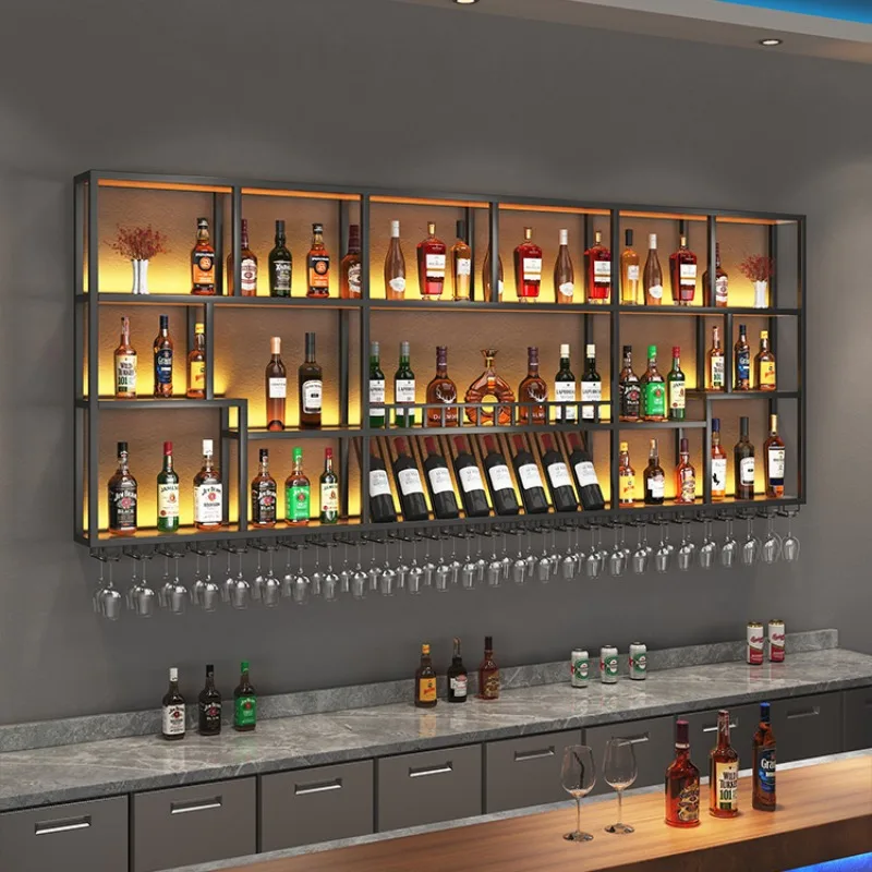 

Wine Storage Corner Glass Cabinet Showcase Wall Industrial Bar Bar Floating Shelf Whiskey Display Gabinete Craft Organization