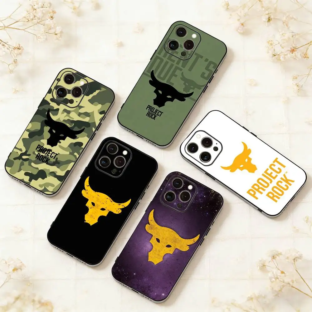 P-Project-Rock  Phone Case For iPhone 17,16,15,14,13,12,11 Plus,Pro Max,XS,Soft Silicone Black Cover