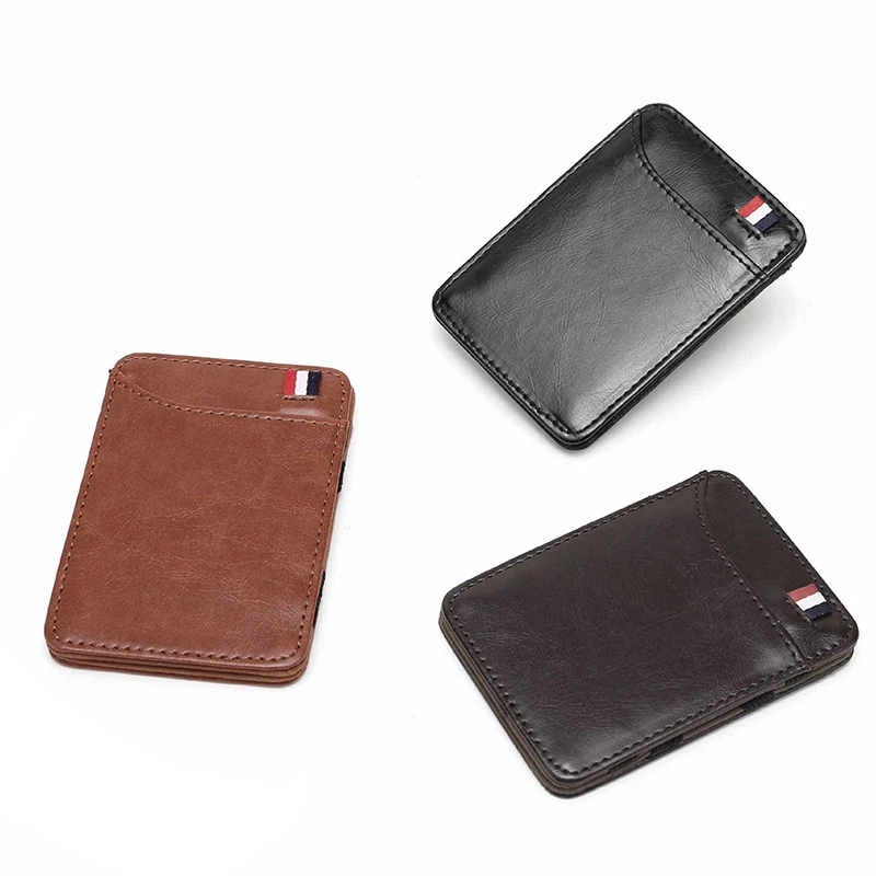 Ultra Thin Men's  Magic Wallets PU Leather Mini Money Cash Card Holder Black Small Men's Amusing Purse Slim Fold Male Bag Gift