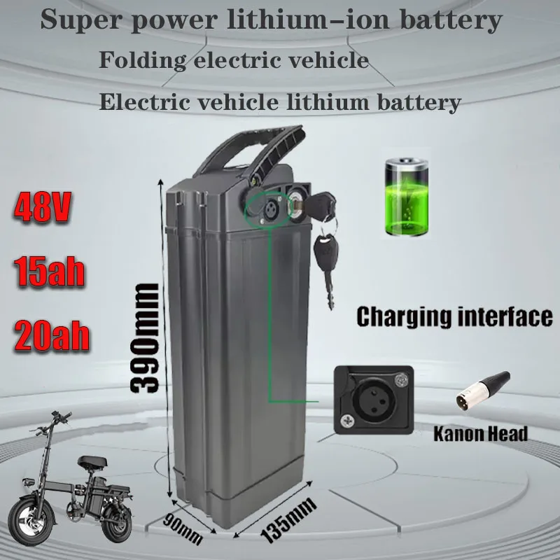 

Newly made Silverfish - Electric bike battery, 48V, 15Ah, 20Ah, Baterias Alta capacity, Células 18650 Power 500-3000W