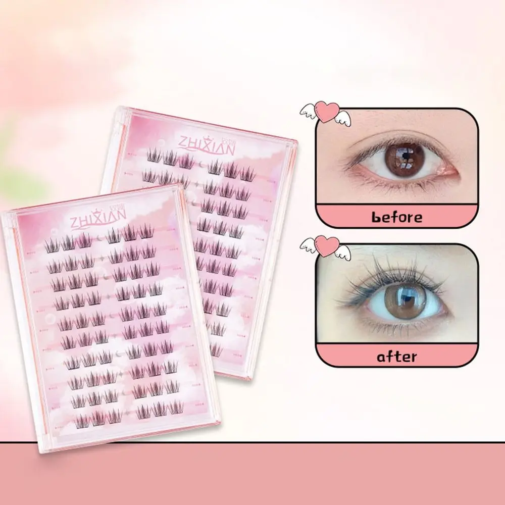 Con strisce di colla gelatinosa Ciglia Manga senza colla Stili multipli Ciglia finte segmentate Anime Cosplay Trucco nudo Ciglia finte