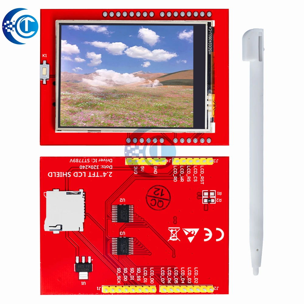 1 قطعة وحدة شاشة لمس TFT LCD مقاس 2.4 بوصة - متوافقة مع Arduino لـ UNOR3 وMega 2560، DIY مع قلم لمس متضمن
