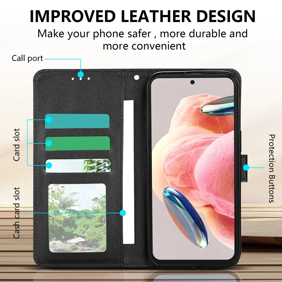 Funda de cuero magnética tipo cartera con ranura para tarjetas y soporte, para Xiaomi 14T 13T Redmi 14C 13C 12C 10C Note 14 Pro+ 14S 13 12 12S 11 10 Pro 2