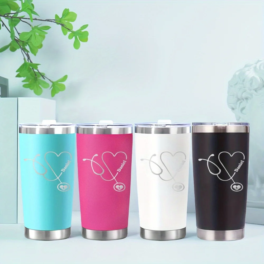 

Custom Name 20oz Stainless Steel Insulated Tumbler, Nurse Graduation Gift Nurse‘s Day Birthday For Her, 4 Colors Available