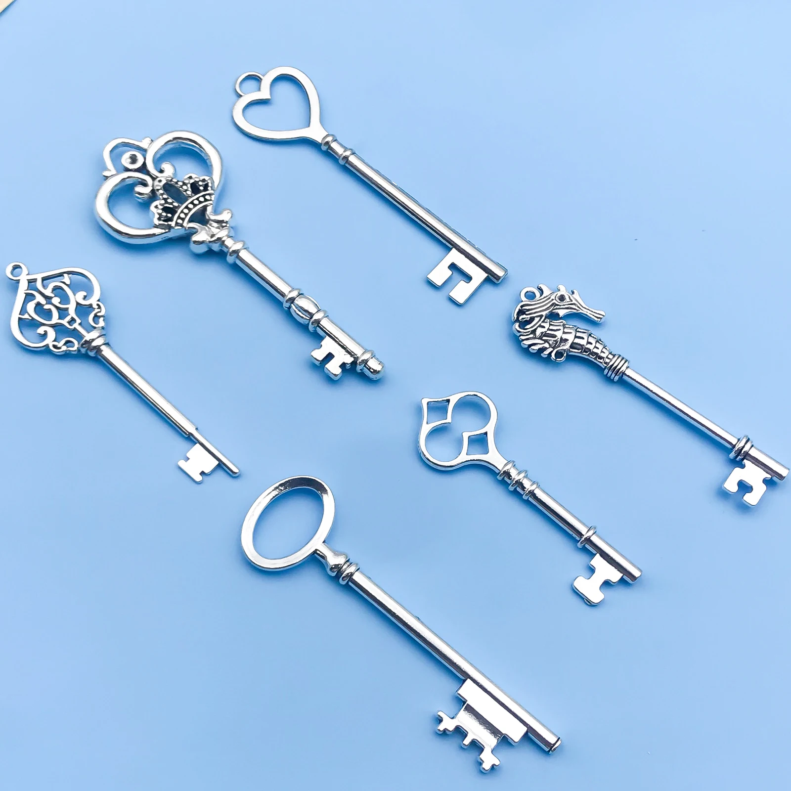 

6pcs fashion antique silver Big key 1 Jewelry DIY necklace bracelet earrings making, back to school season fashion accessories.