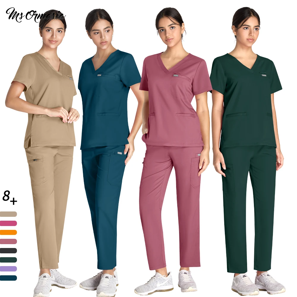 Scrubs Vrouw Set Verpleging Uniform Ziekenhuis Klinische Chirurgische Toga Lab Tandheelkundige Medische Blouse Rechte Broek Arts Verpleegkundige Werkkleding