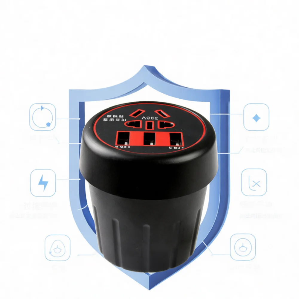 Yueqi Portable Power Converter 12V 24V To 220V Car Inverter Cup Shape Adapter For Domestic Appliances Truck Auto Electronics
