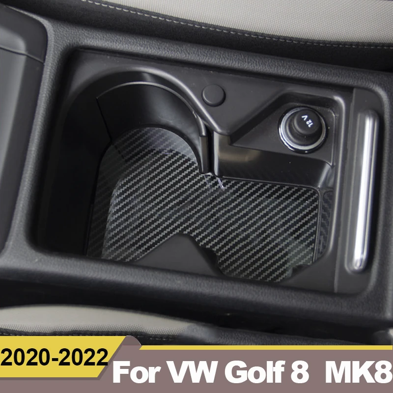 

For Volkawagen VW Golf 8 MK8 2020 2021 2022 Stainless Steel Car Front Row Cup Holder Cover Mat Pad Auto Interior Accessories