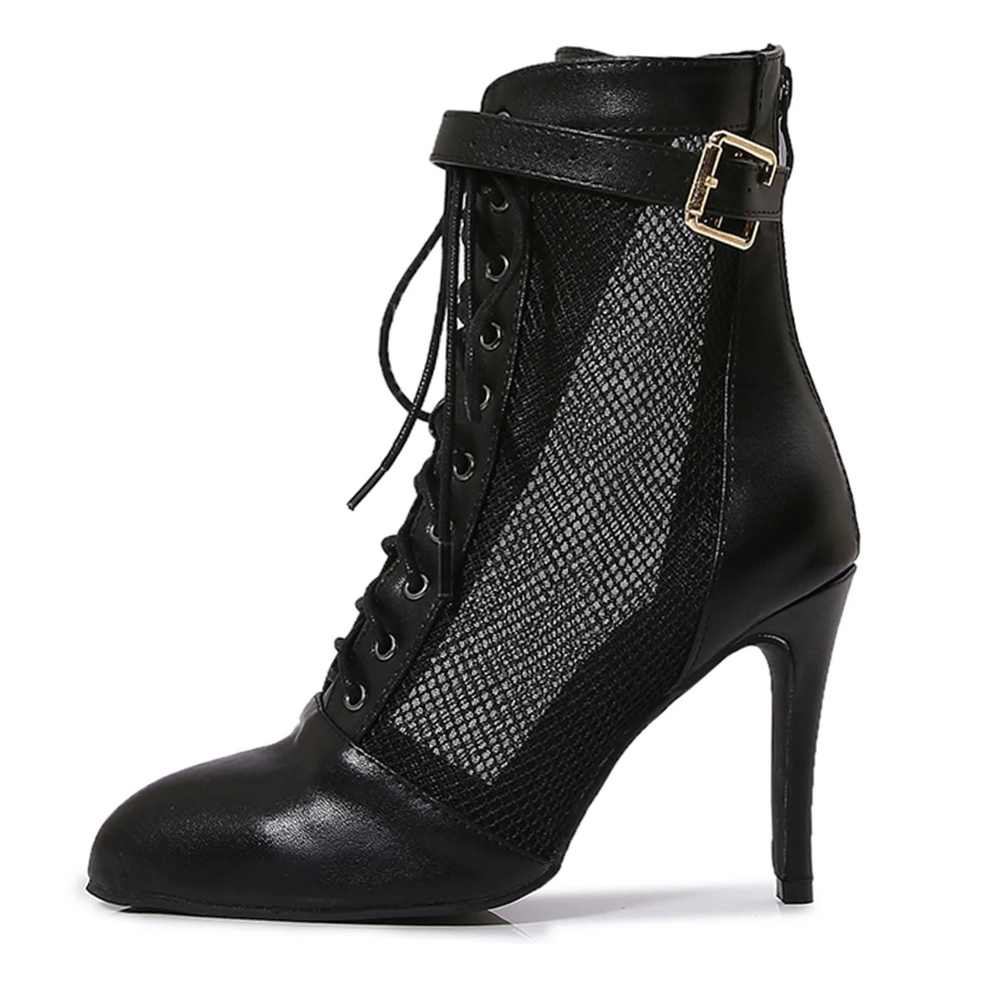 Latin Dance Shoes Women's Salsa Tango Ballroom Party Boots Black Breathable High-Heel Dance Boots Outdoor Sports Shoes