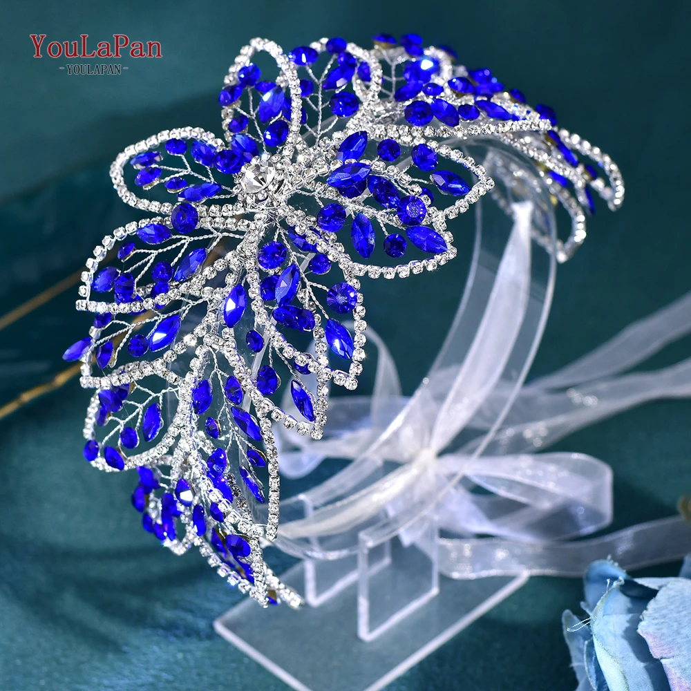 YouLaPan Bridal Wedding Dress Belt Blue Color Rhinestone Handmade Women Waist Flower Belt For Bridesmaid Sash Belt SH803 image 2