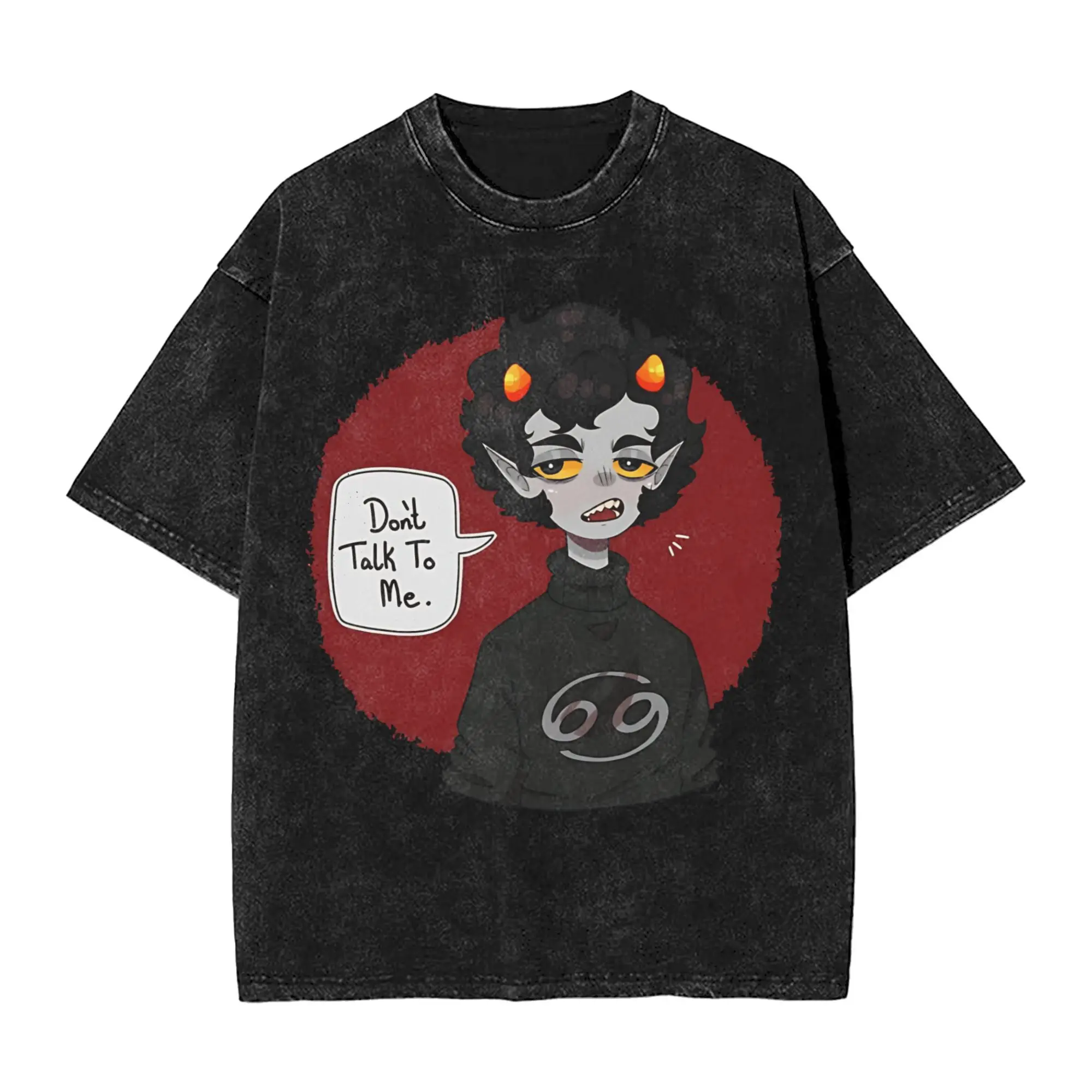 

Мужская футболка Homestuck Karkat Vantas Dont Talk To Me, потертые футболки с короткими рукавами и круглым вырезом, одежда из чистого хлопка с графическим рисунком