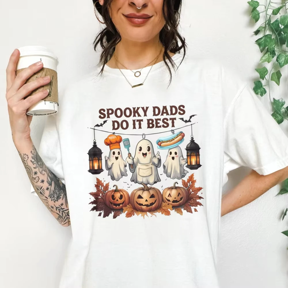 Spooky Dad Funny Tee Halloween Shirt Daddy Funny Hanging Ghost Boos T-Shirt BBQ Dad Shirt Fall Goose Costume Gift for Father