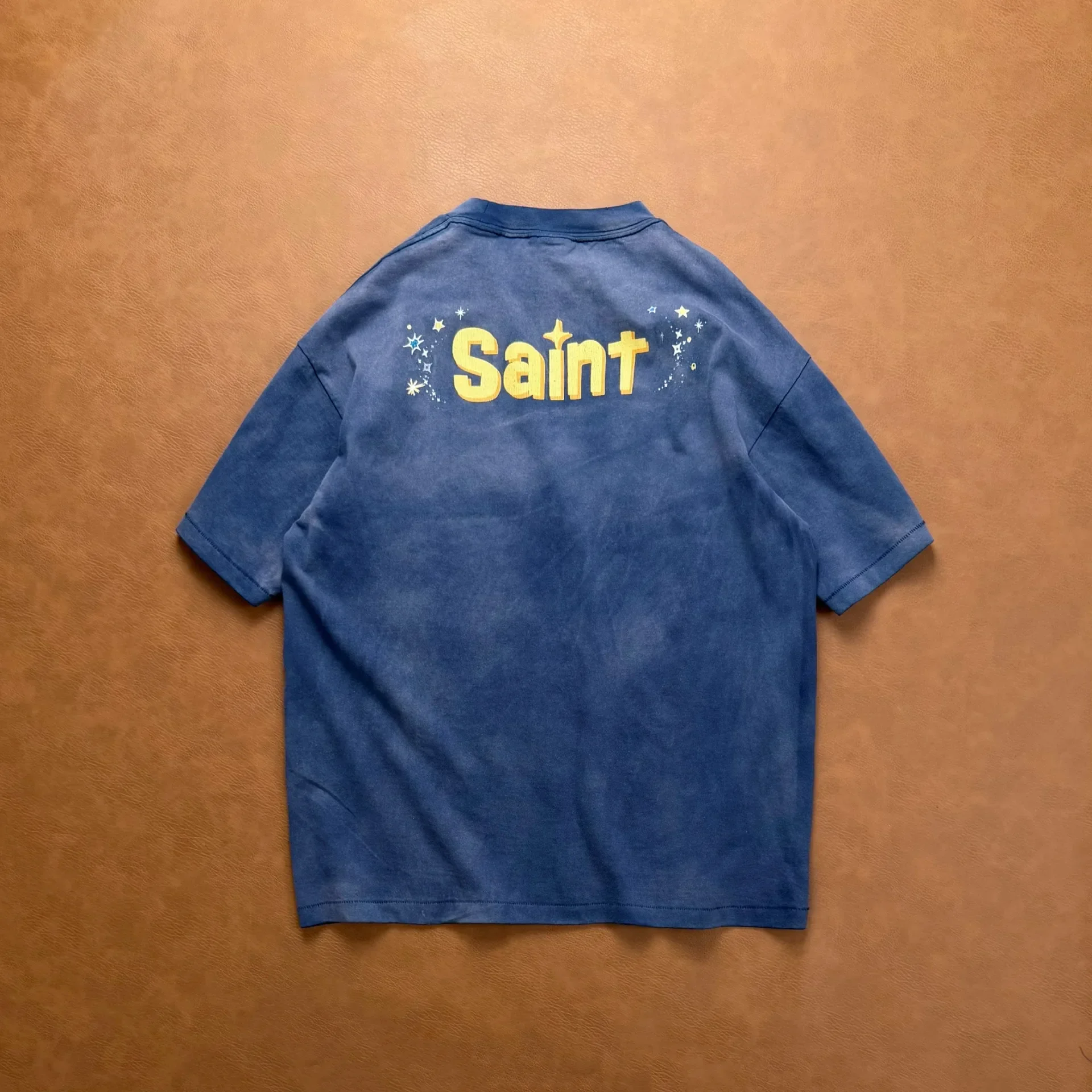 Japanese niche [Saint] cartoon joint name, elf, washed retro high street cylinder short-sleeved T-shirt