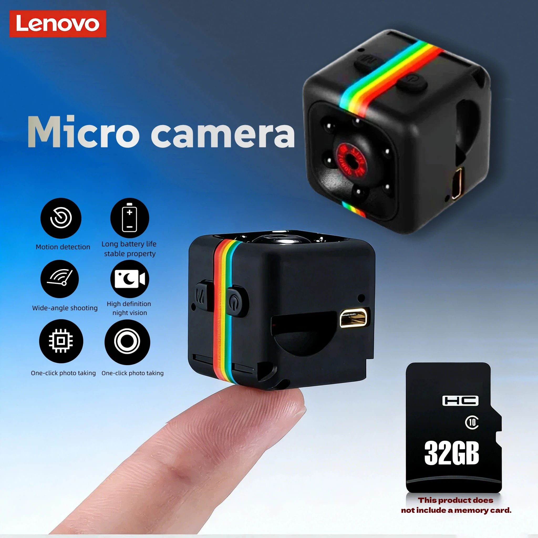 Cámara HD Lenovo Mini 1080P, Cámara de Vigilancia Portátil 4K, Mini Grabadora de Video y Voz, Cámara de Seguridad Interior Oculta para Oficina y Hogar