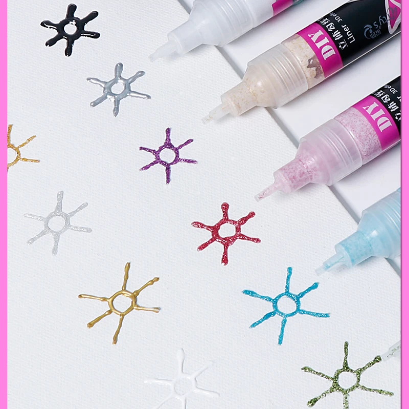 1PC Pebeo 3D Effect Liner Pen 25ml Shiny Color Pen Type Waterproof Acrylic Paint for DIY Canvas,Glass Painting Boards and Wood