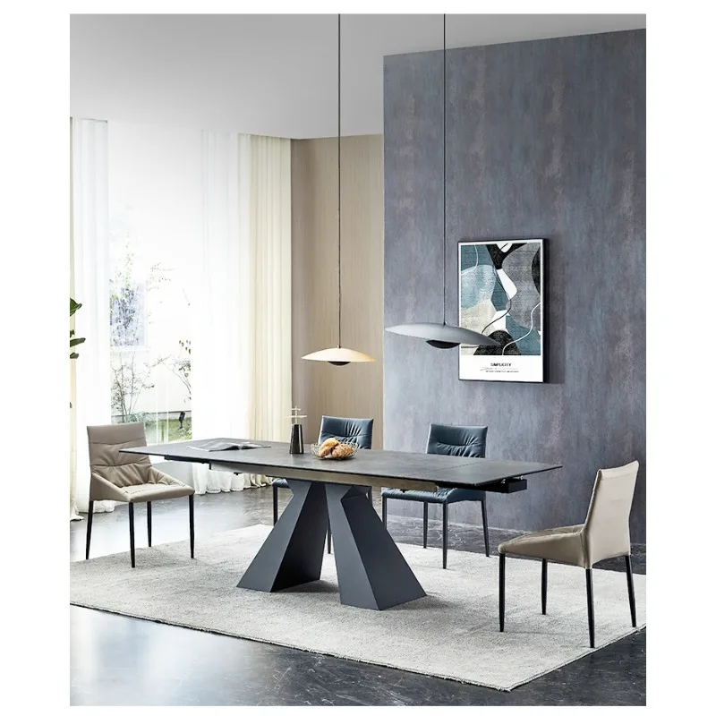 قابل للسحب الحديثة بسيطة الخفيفة الفاخرة المنزلية شقة صغيرة التعريفي طباخ طاولة طعام وكراسي مشرقة #4