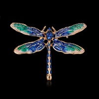 Temperament Blue Green Enamel Flying Dragonfly Brooches For Women Men Exquisite Classic Insect Animal Lapel Pins Party Jewelry