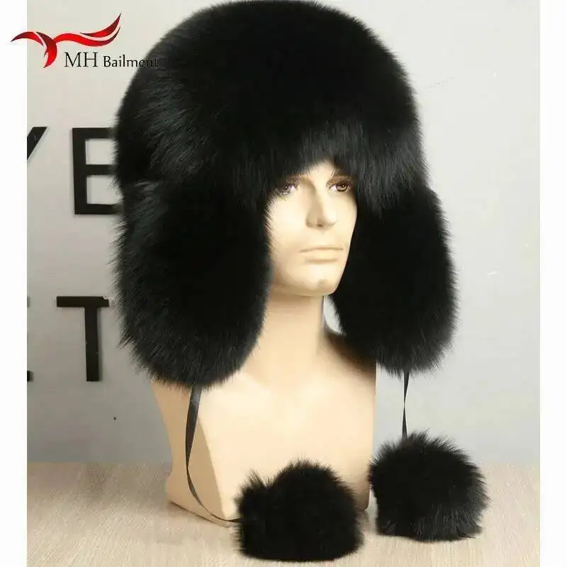 Full Hair Fox Mao Leifeng Hat Men And Women Earmuffs Keep Warm Thickening Northeast Overlord Hat Genuine Leather Real fur