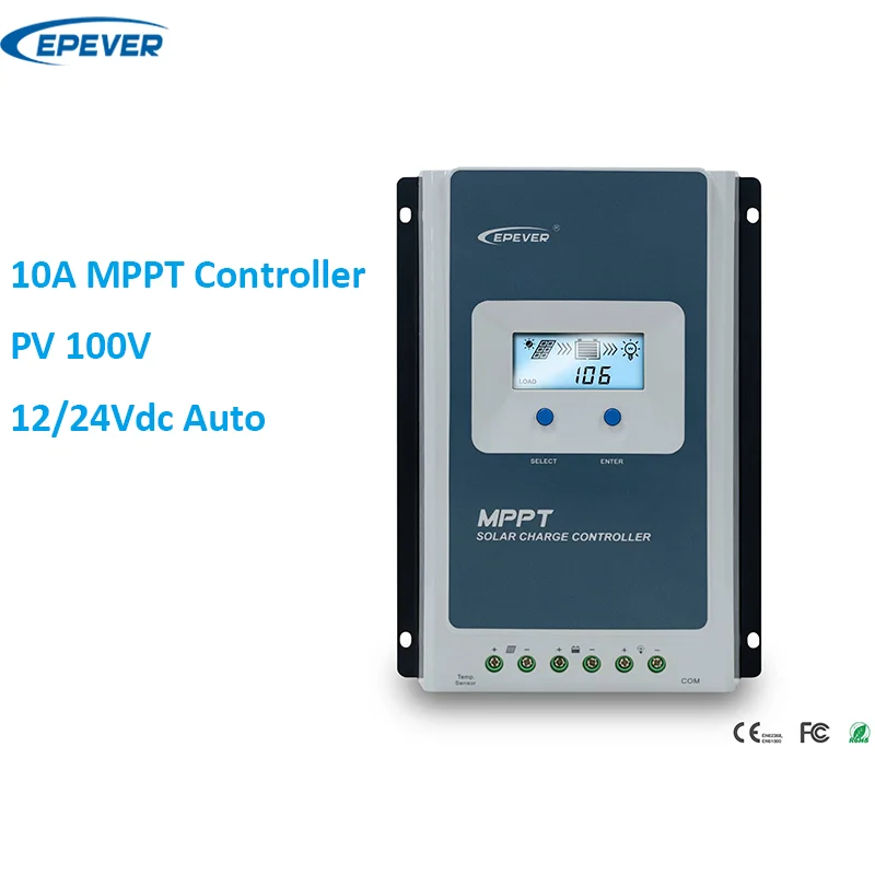 

EPEVER Tracer1210AN 12/24Vdc Auto Work 10A 130W 260W MPPT Solar Charge Controller Battery Fuse 100V Max PV Voltage For RV System