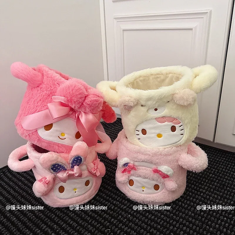 Sanrio Foldable Storage Bucket Hello Kitty Bag Desktop Plush Storage Bucket My Melody My Sweet Piano Miscellaneous Storage Bag