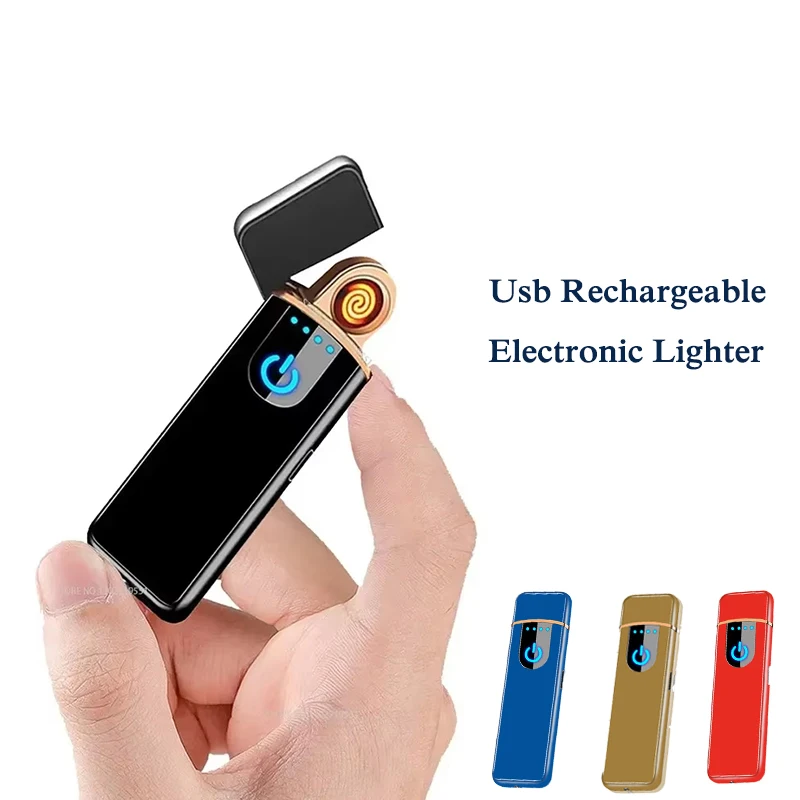 2025New USB Electric Lighters Windproof USB Rechargeable Touch Windproof Cigarette Accessories Electric Lighter Portable 전자 라이터 view 3