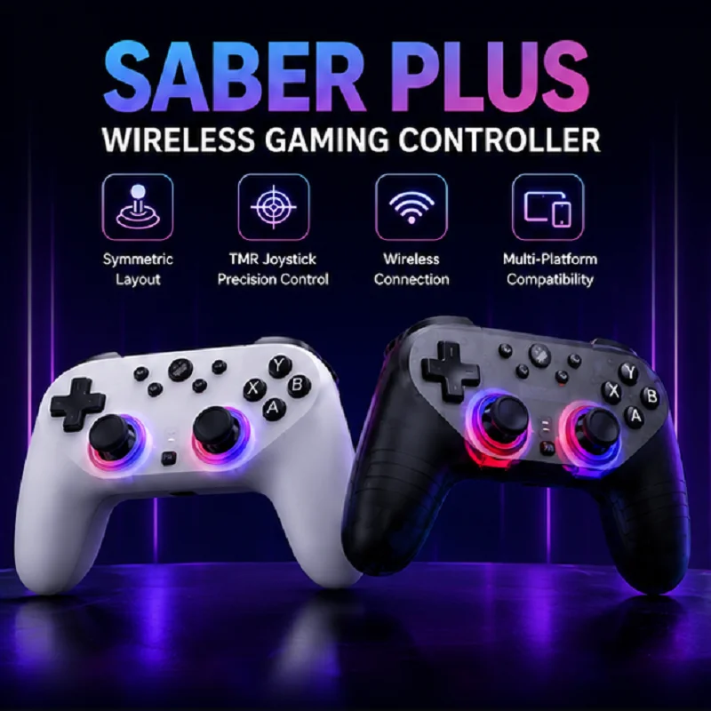 Saber Plus Leadjoy JS13 Pro Wireless Controller, Gen 2 TMR Joysticks Gaming Handle for Switch PC Steam Android iOS Phone