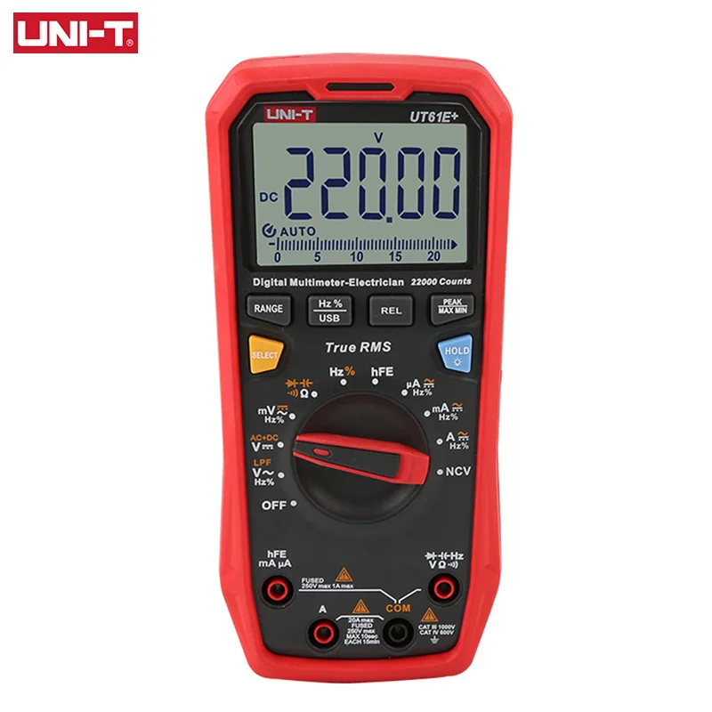 UNI-T UT61E+ UT61B+ UT61D+ 1000V True RMS Digital Multimeter 1000V AC/DC Duty cycle NCV Diode test On-off Measurement