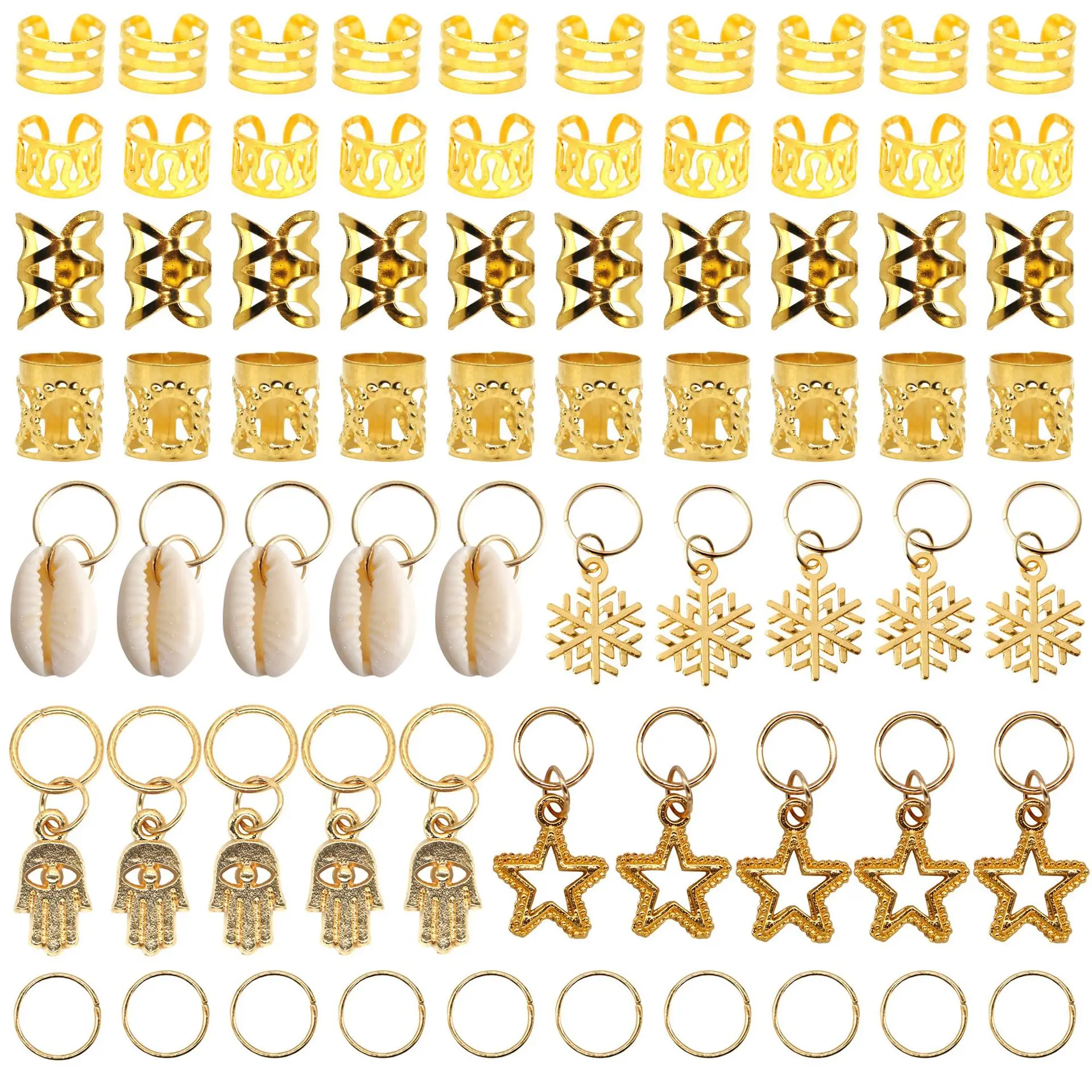 70pcs hair extensions ring big braid gold ear clip braid pendant beaded pendant pendant buckle set