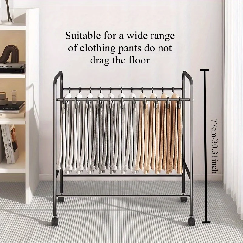 

for Store, Mall Cloakroom Storage Heavy-Duty Adjustable Floor-to-Ceiling Hanger - Holds 24 Pants/Clothes, 4-Wheel Mobile Rack