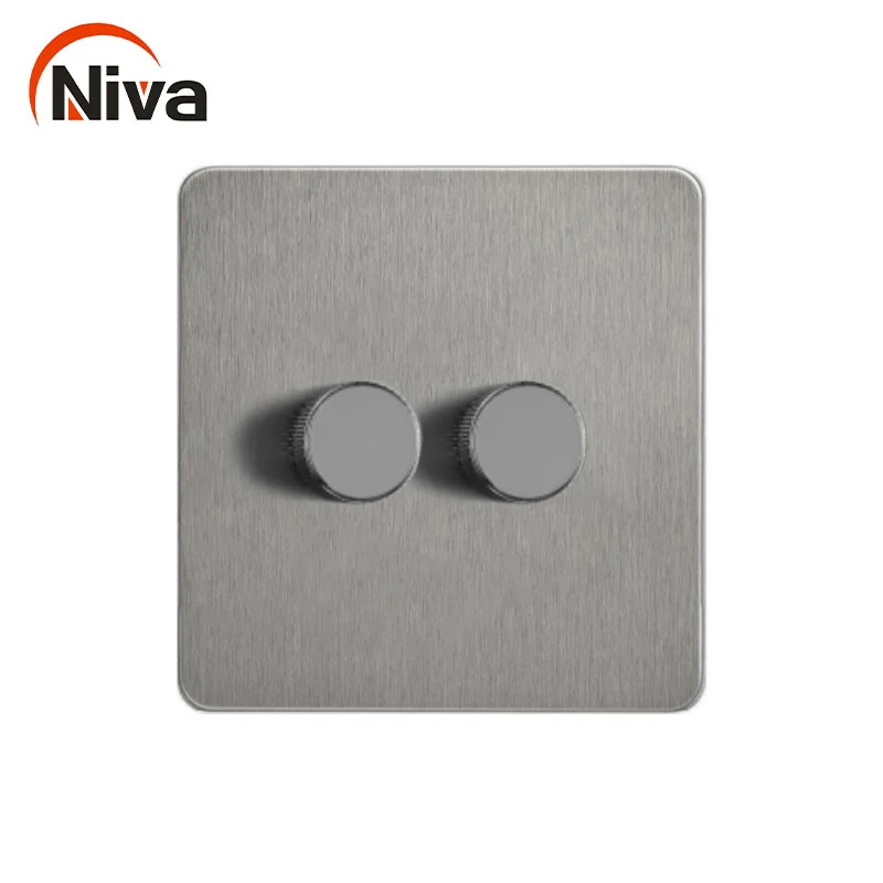 Niva dimmer light switches stainless steel Nickel panel wall switch Universal home socket