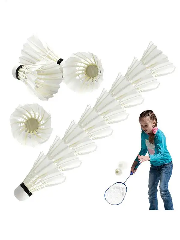 

12Pcs/set Feather Badminton Shuttlecocks Set Hight Speed Feather Training Shuttle Balls For Indoor Outdoor Badminton Training