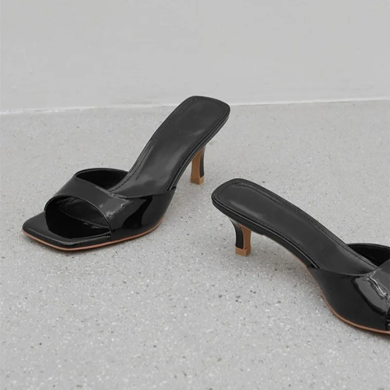 Summer Women Sandals 2025 Fashion Square Toe Ladies Slippers Open Toe Luxury Dress High Heels Sexy Casual Prom Sandals for Women image 6