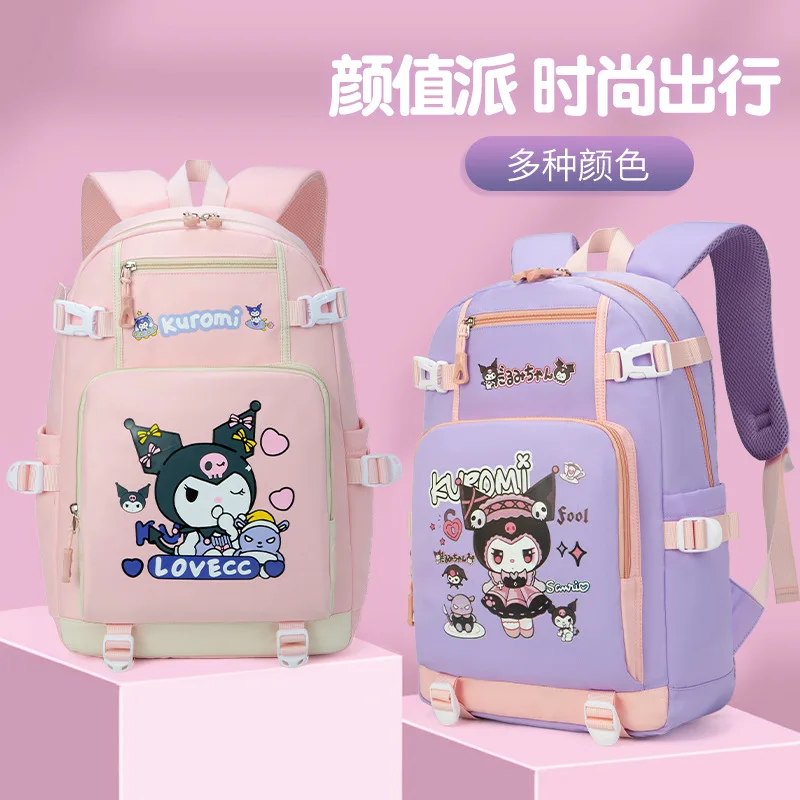 Kuromi Backpack High Capacity Cartoon Waterproof Women\'s Laptop Bag Anime Peripherals Girls School Bag