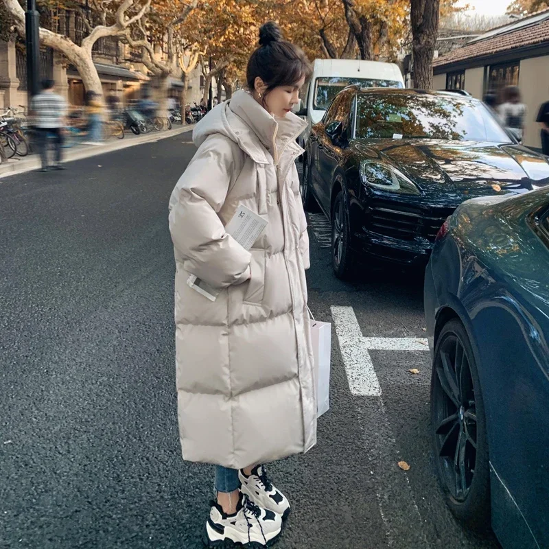 Abrigos de plumas para mujer, vestido de algodón de estilo largo, versión coreana, chaquetas de moda coreana de talla grande, Parka femenina térmica