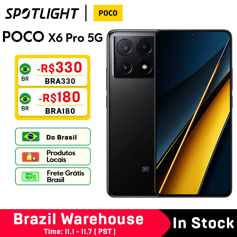 POCO X6 Pro 5G Versão Global NFC 256GB/512GB Dimensidade 8300-Ultra 67W 64MP Câmera com OIS 6,67