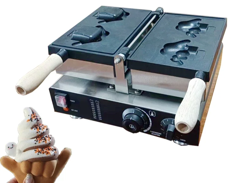 110V 220V Shaka Boom Taiyaki Style Shaka Cone Thumb Waffle Machine Shakaboom Waffle Cone Maker in Hawaii Cafe Shop