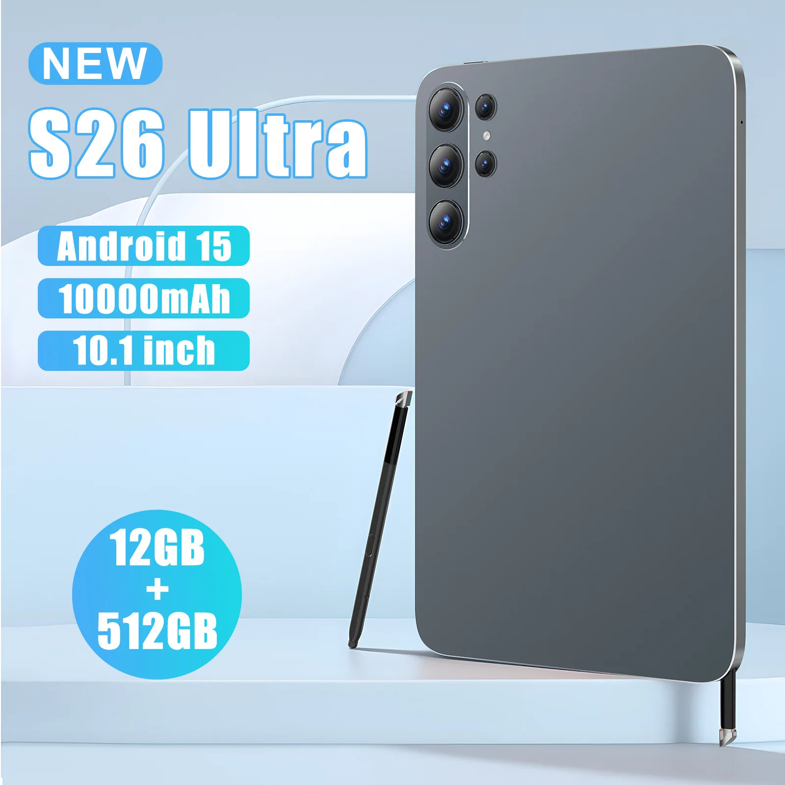 

Новый Оригинальный Планшет S26 Ultra 2026 года, Snapdragon 8 Gen3, 10.1 дюйма, Android 15, 16 ГБ+1 ТБ, 10000 мАч, 5G, две SIM-карты, Wi-Fi, GPS