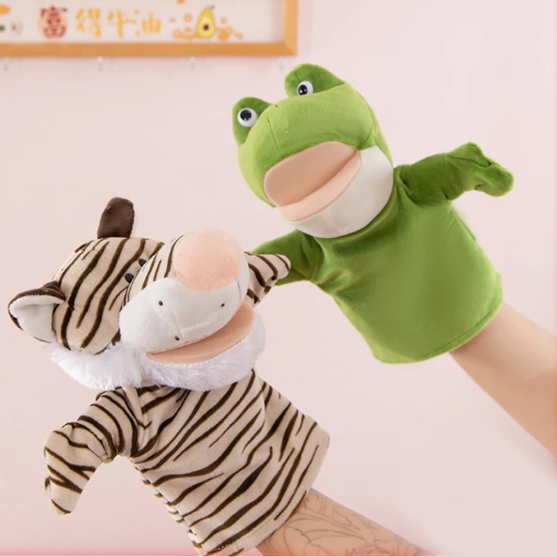 Mão fantoches de dedo dos desenhos animados brinquedo de pelúcia festa fornecimento família reunião brinquedo favorito leão ovelha pato girafa crianças presentes
