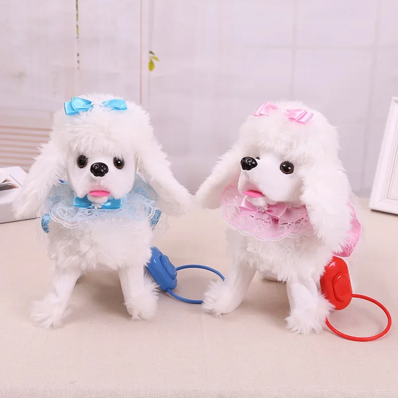 Brinquedos do cão do robô de pelúcia eletrônico filhote de cachorro caminhada casca cantar 36 canções música poodle animal estimação macio brinquedo eletrônico para crianças presente aniversário