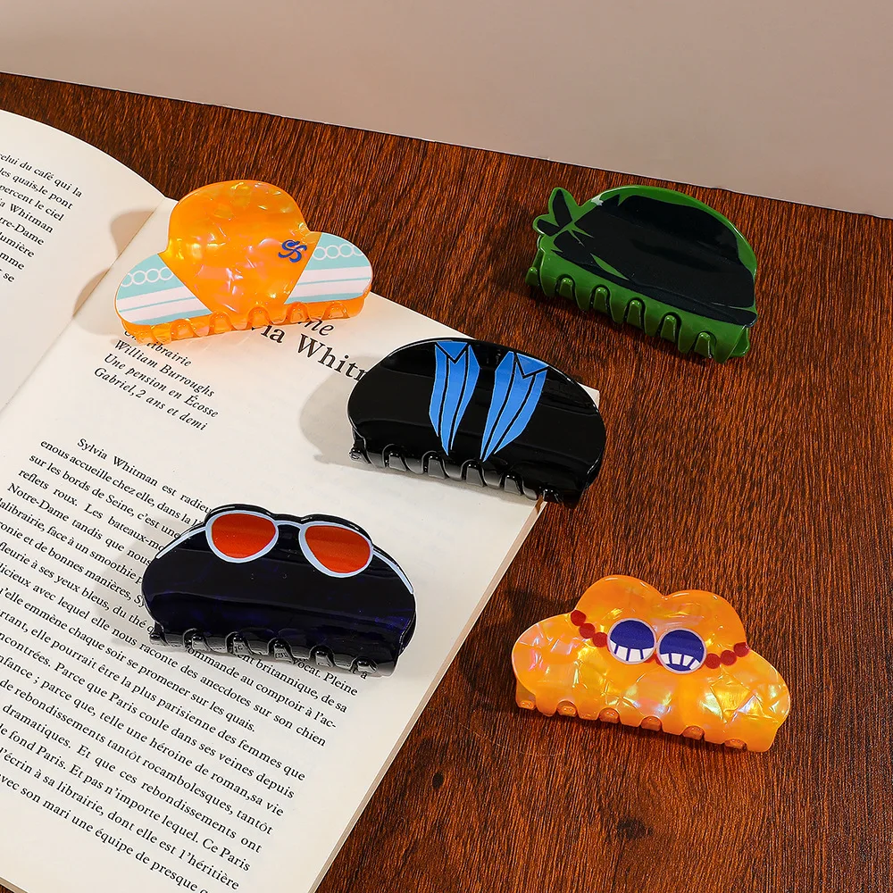 Cute Cartoon Character Hair Claw Clips Acrylic Printed Shark Claw Hair Clip Fashion Hair Accessories for Women Girls Daily Decor