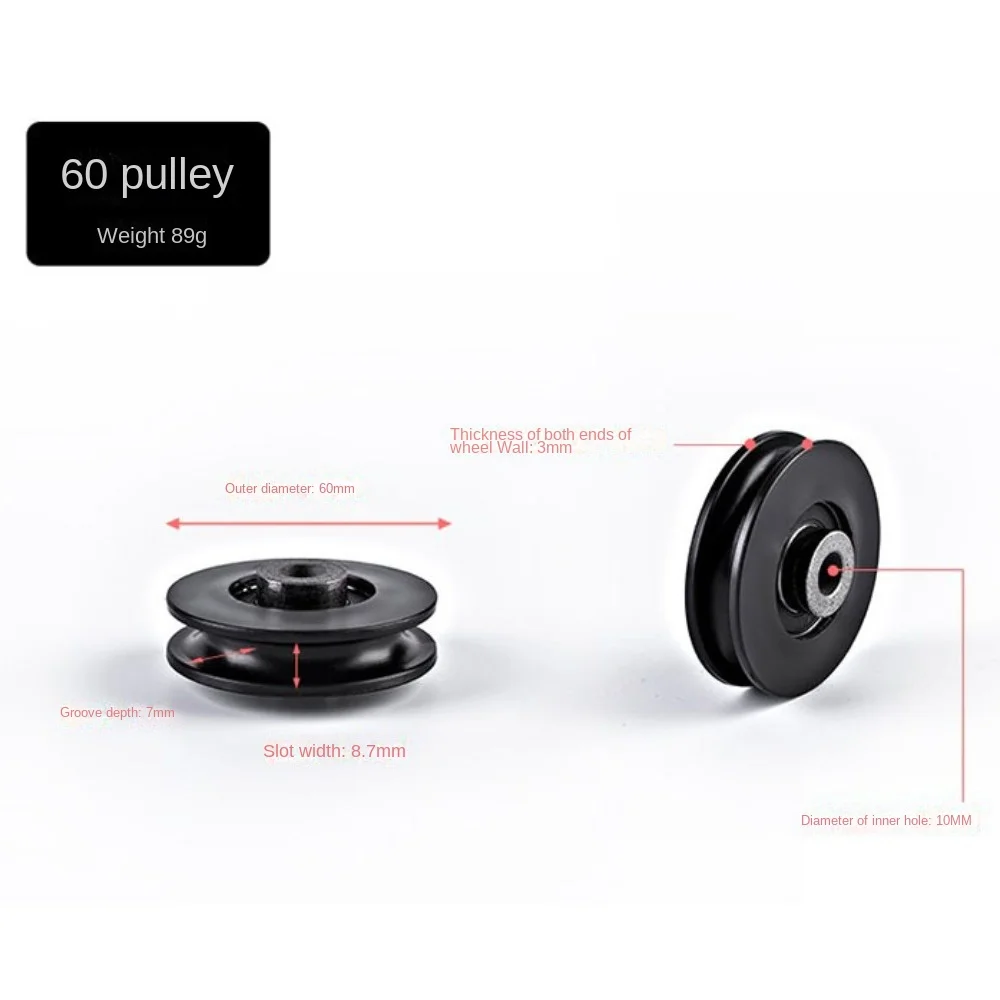Fitness Equipment Parts Pulley Wheel Black Light Weight Nylon Pulley Cable Machine Part Good Wear Resistance Nylon Bearing