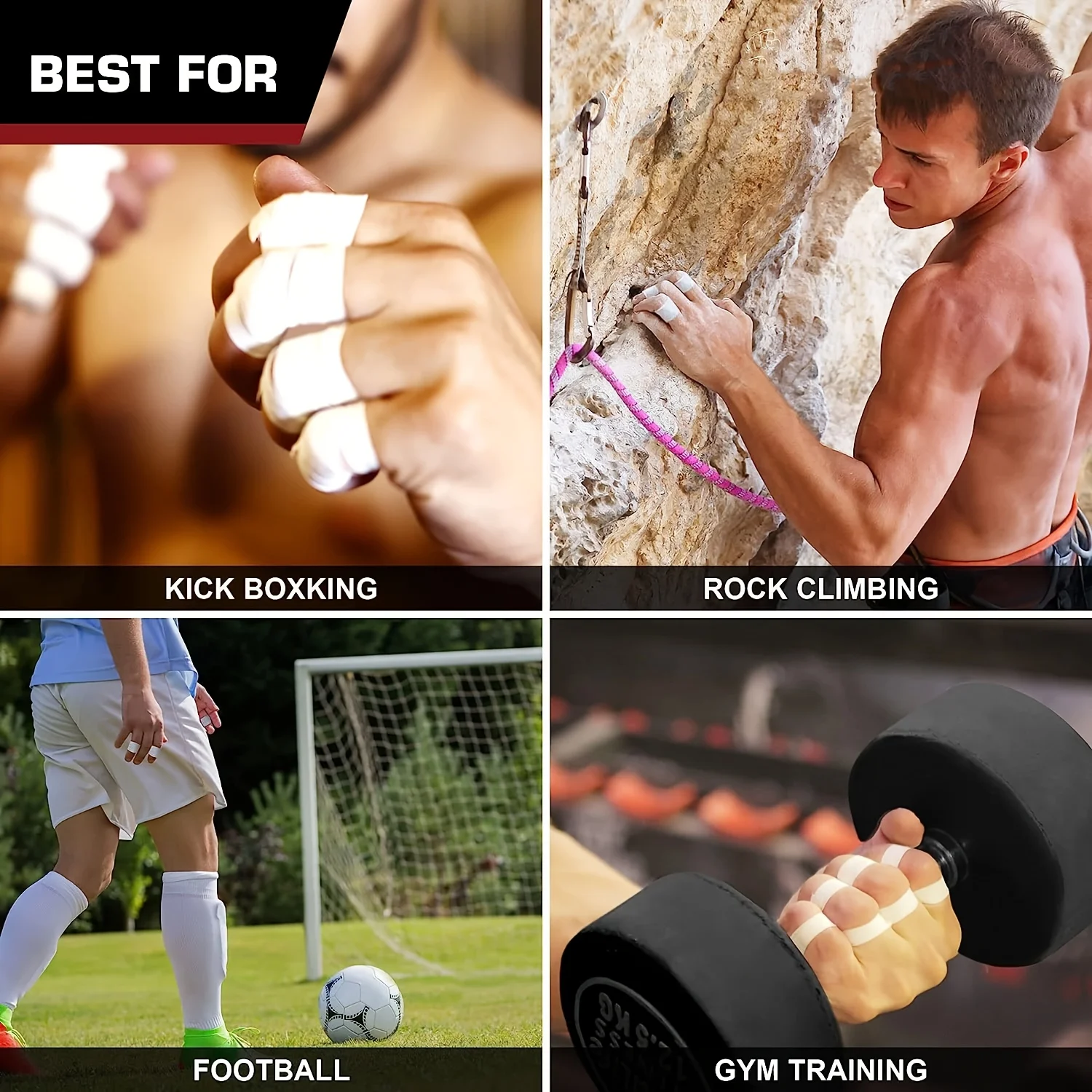 12 Stück atmungsaktive Stoff-Fingertape-Streifen – weiß für Sport-Support-Tape, verwendet zur Vorbeugung von Sportverletzungen, zum Klettern – Detail 4