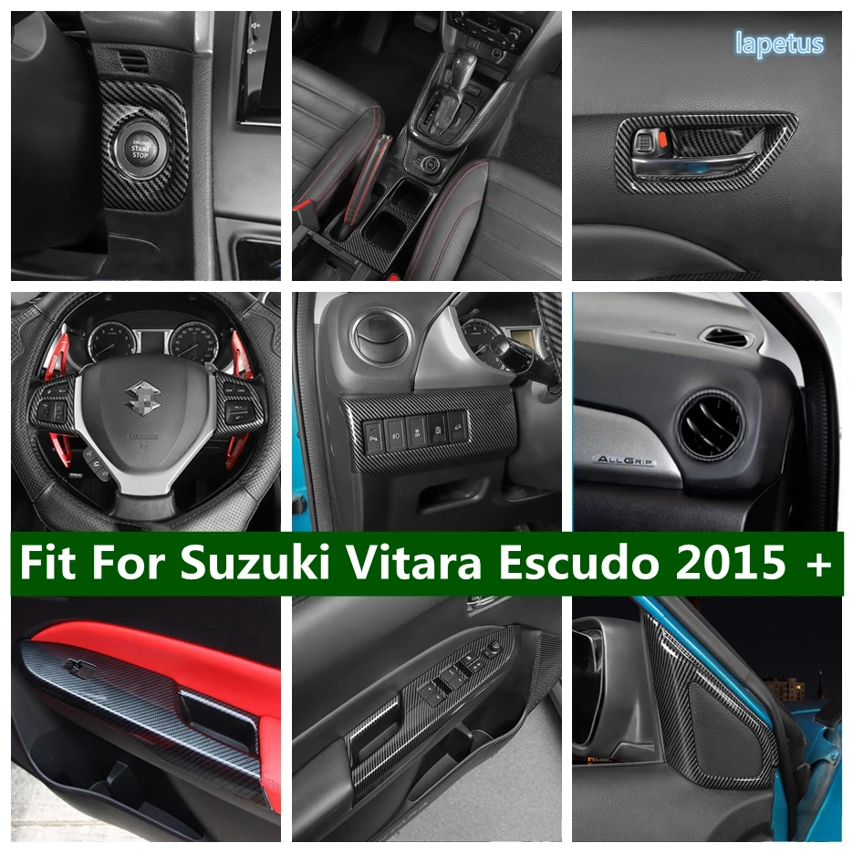 

Door Handle Bowl Decor Frame Engine Start Stop Button Cover Trim For Suzuki Vitara Escudo 2015 - 2022 Carbon Fiber