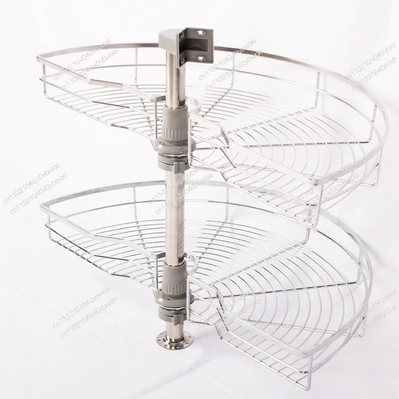 180 degree cabinet corner turntable basket, corner turntable basket kitchen storage double layer