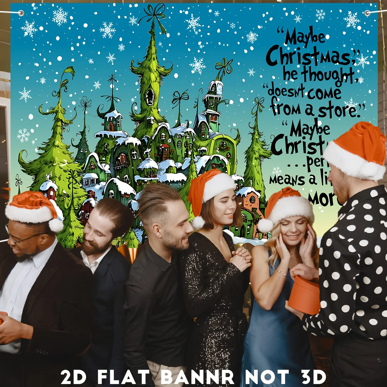 زينة حفلات عيد الميلاد مرحبًا بكم في Whoville Town Party راية عيد ميلاد سعيد زينة حفلات Whoville علامة عيد الميلاد ديكور Gree #4