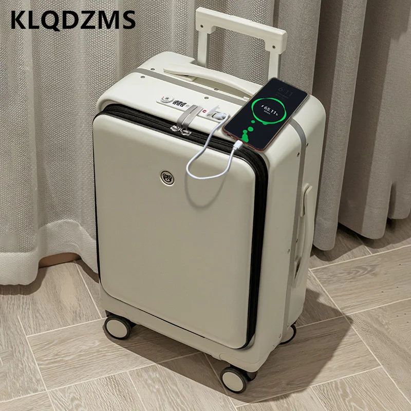 KLQDZMS 20"24 Zoll Der neue Koffer Multifunktionaler Trolley-Koffer vor der Öffnung Aluminiumrahmen Boarding Box Rollgepäck