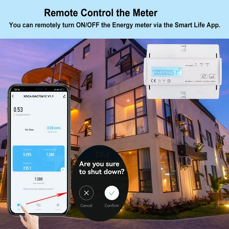 Medidor de energía bidireccional trifásico con Wifi, Monitor de potencia Kwh, vatímetro, aplicación Tuya, interruptor remoto de encendido y apagado, 3x110/190V, 230/400VAC